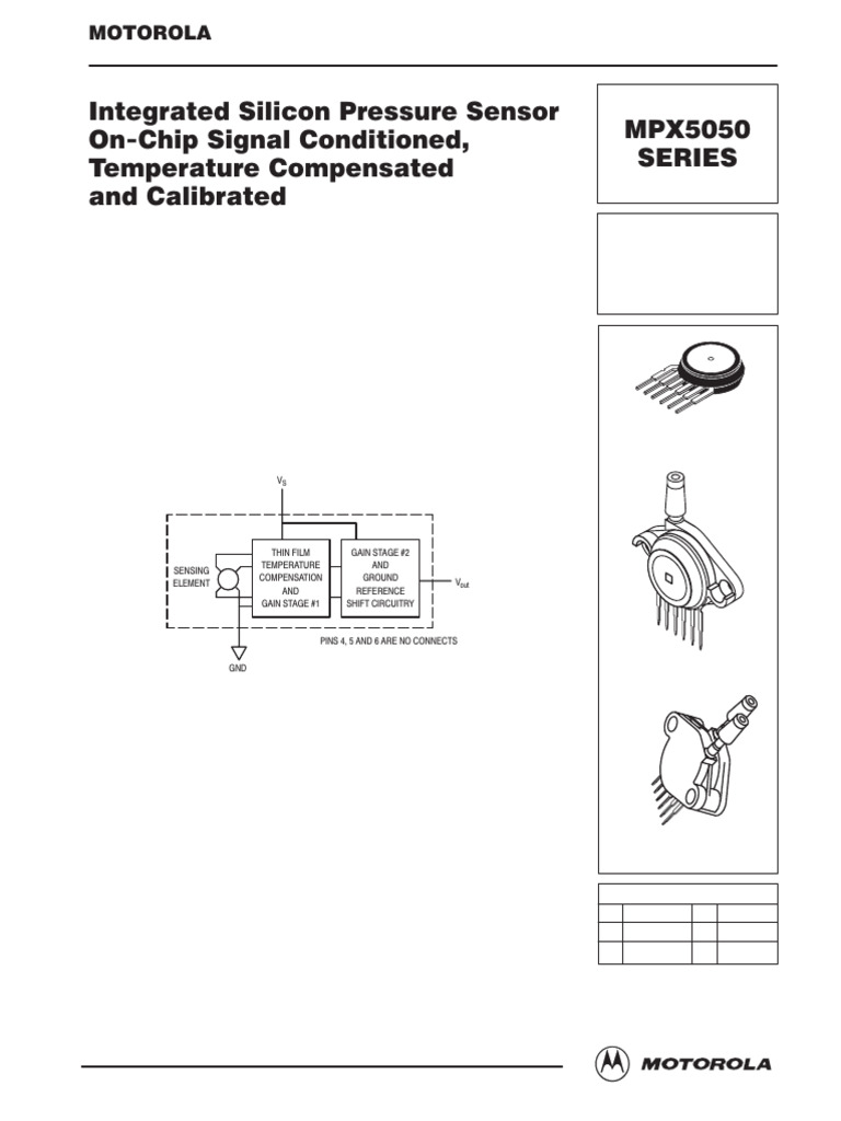 Motorola MPX5050 Pressure Sensor Data | PDF | Pressure Measurement ...