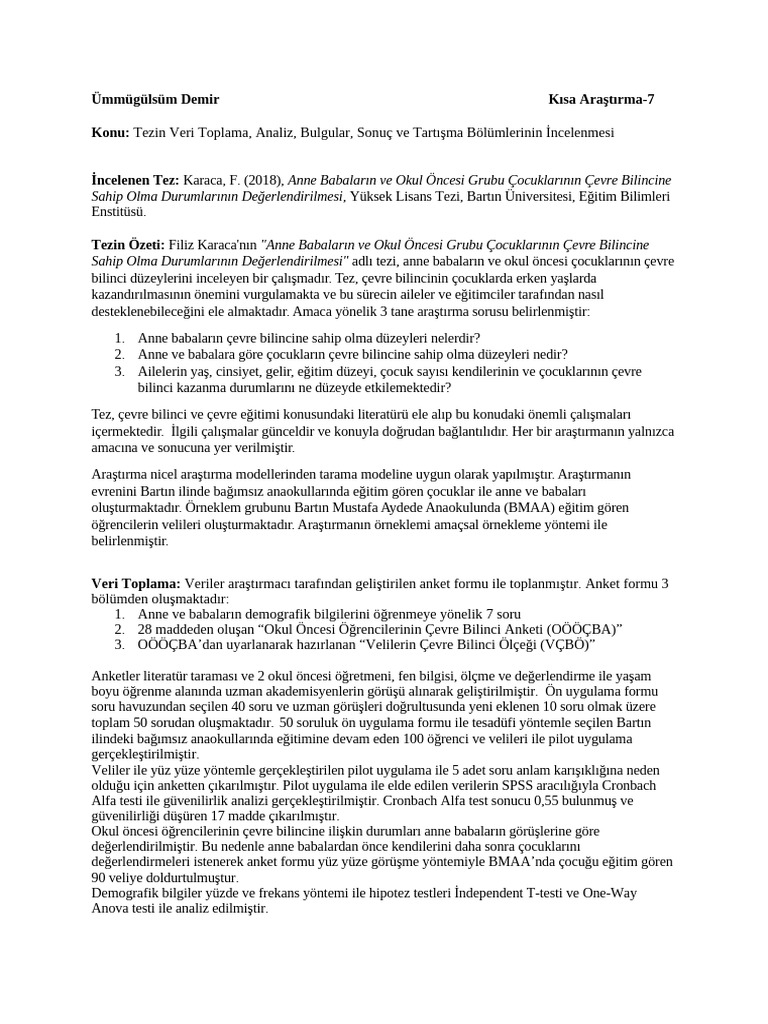 Sonuç, Bulgular Incelemesi | PDF