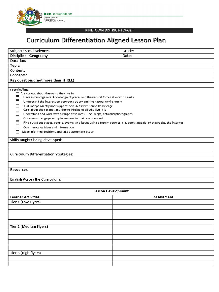 Geog Curr Diff Lesson Plan | PDF