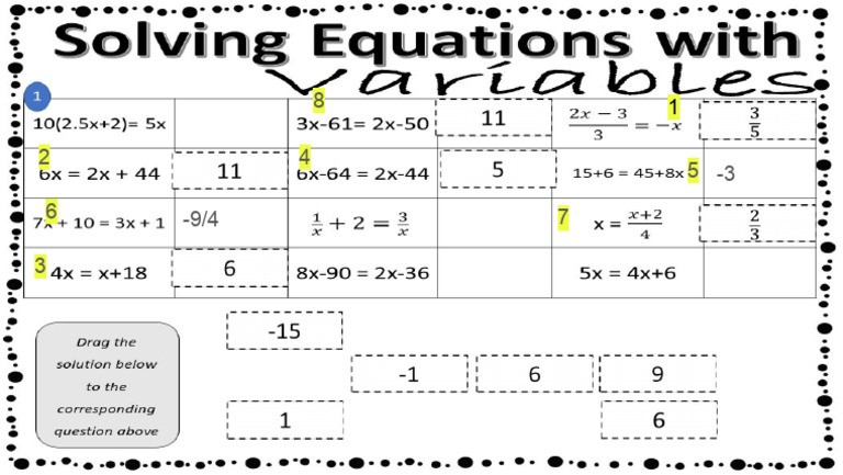 Ryan Matching 1 - Equations With Variables On Both Sides | PDF