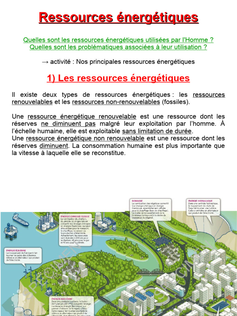 Ressources énergétiques : types et enjeux | PDF | Économie énergétique ...