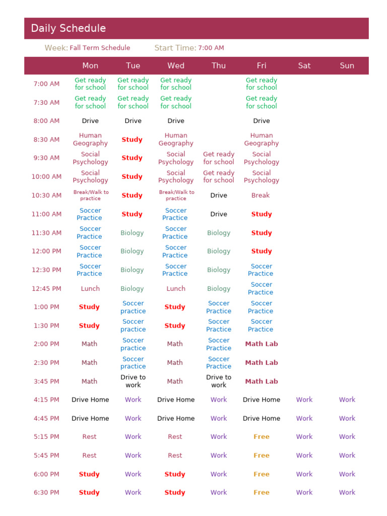 Schedule Fall Term 2024 | PDF