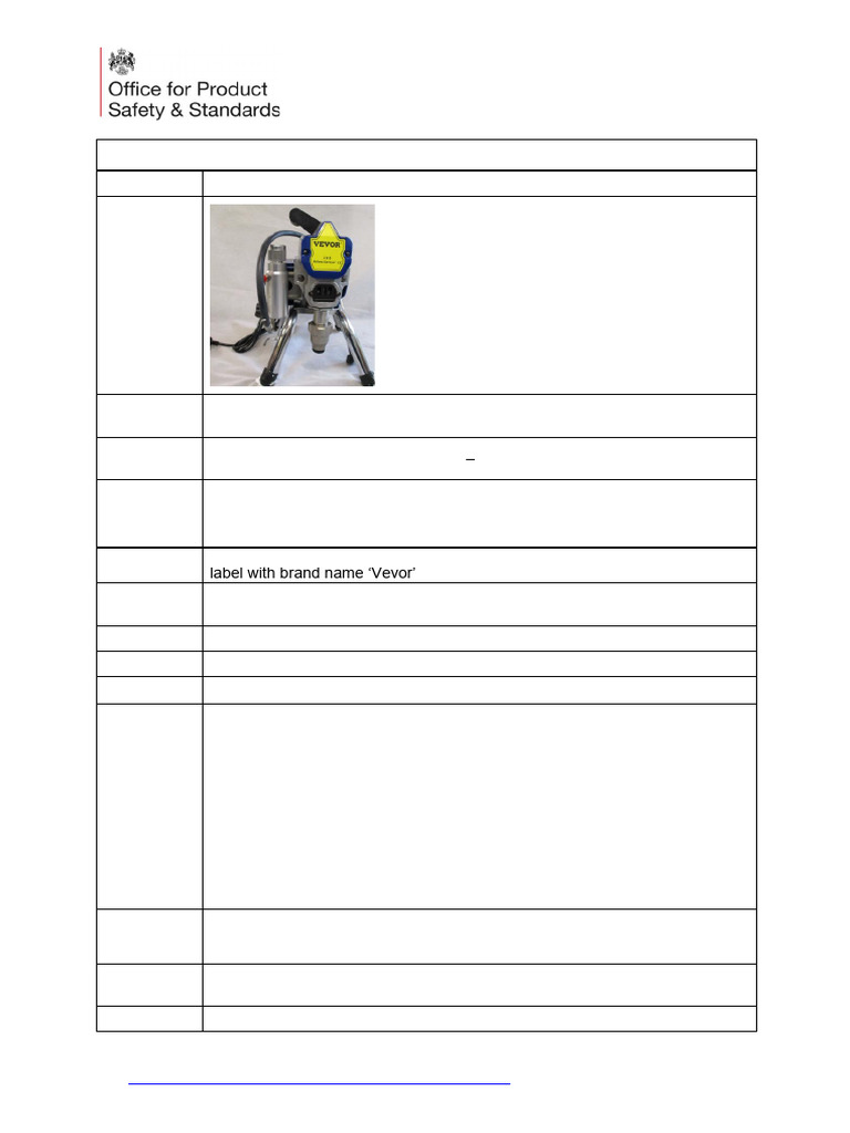 2208 0334 Product Safety Report Vevor Airless Paint Sprayer | PDF
