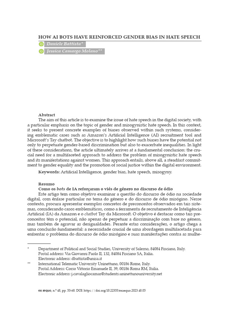 How Ai Bots Have Reinforced Gender Bias in Hate Speech | PDF ...