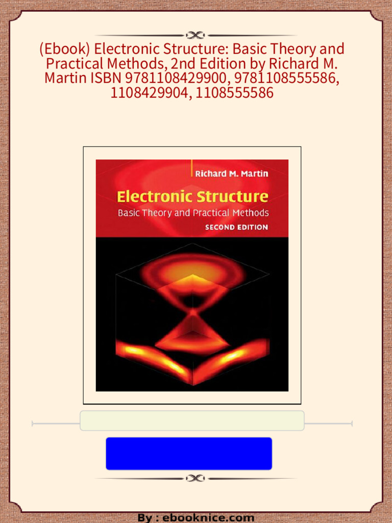 Ebook) Electronic Structure: Basic Theory and Practical