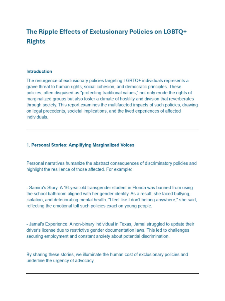 Impact of Exclusionary Policies on LGBTQ+ Rights | PDF | LGBTQIA+ ...
