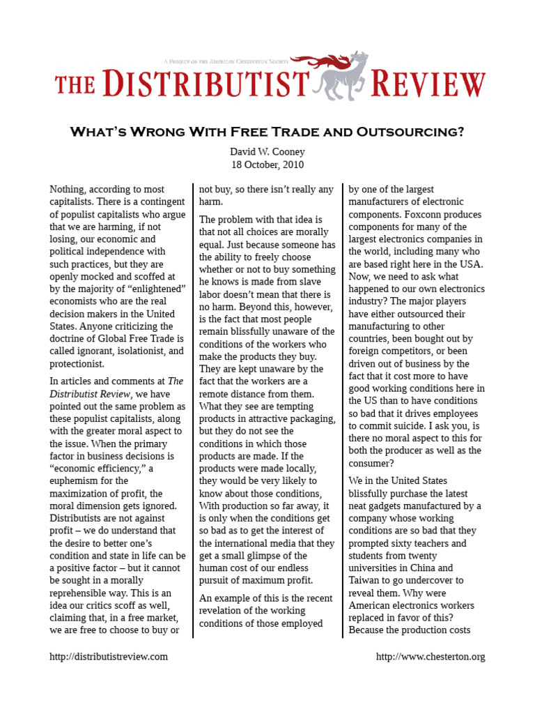 Critique of Free Trade and Outsourcing | PDF | Free Trade | Capitalism