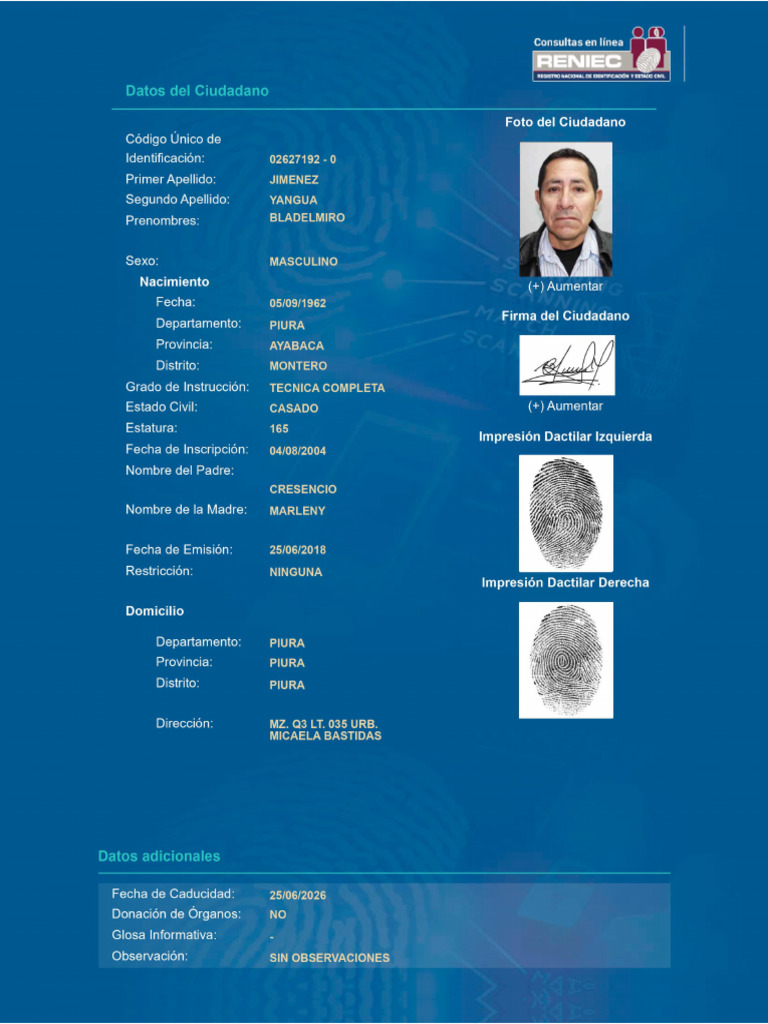 FORMATO DE C4 RENIEC | PDF