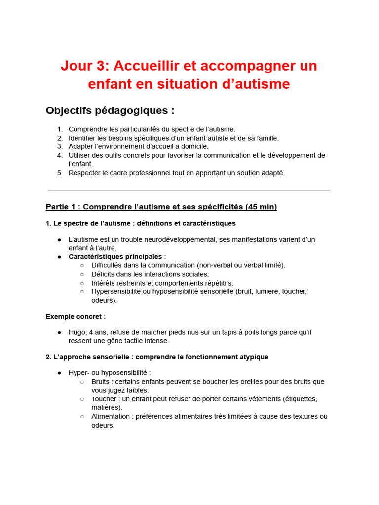 Accueil d'enfants autistes : Guide pratique | PDF | Autisme