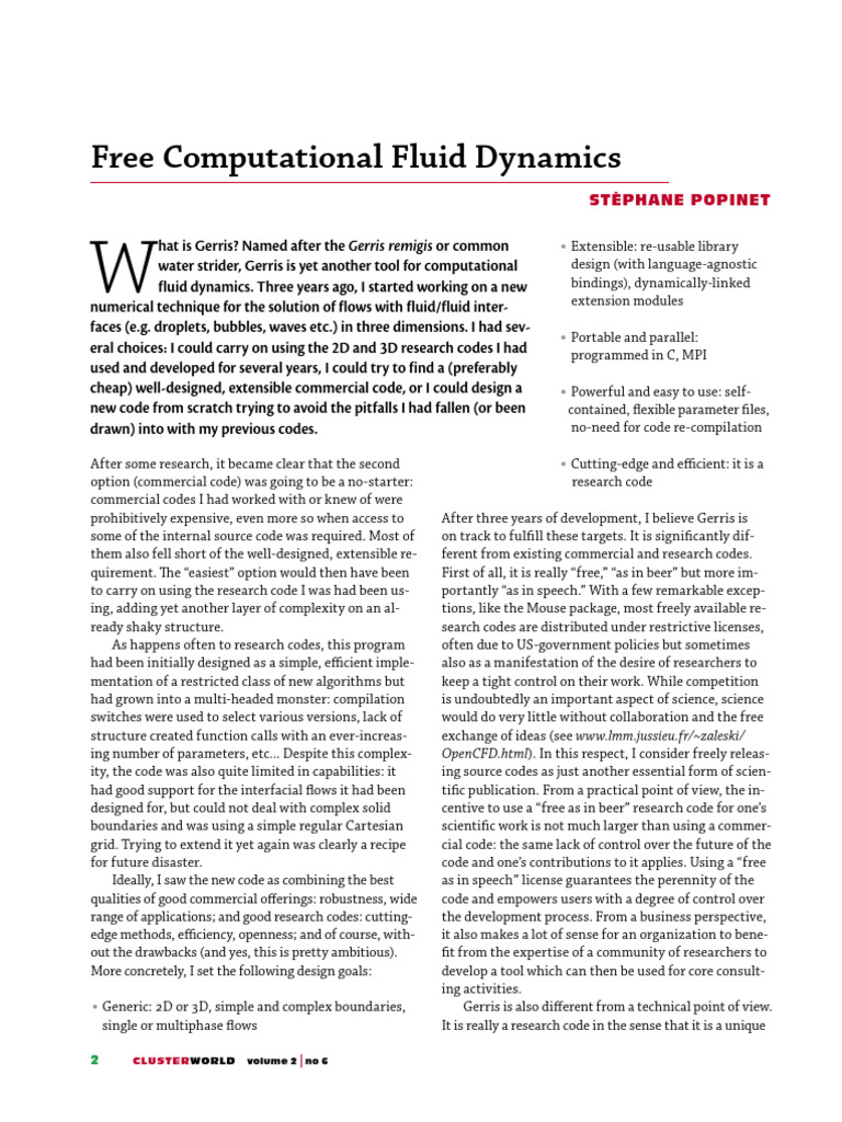 Popinet S., Free Computational Fluid Dynamics | PDF | Navier–Stokes ...