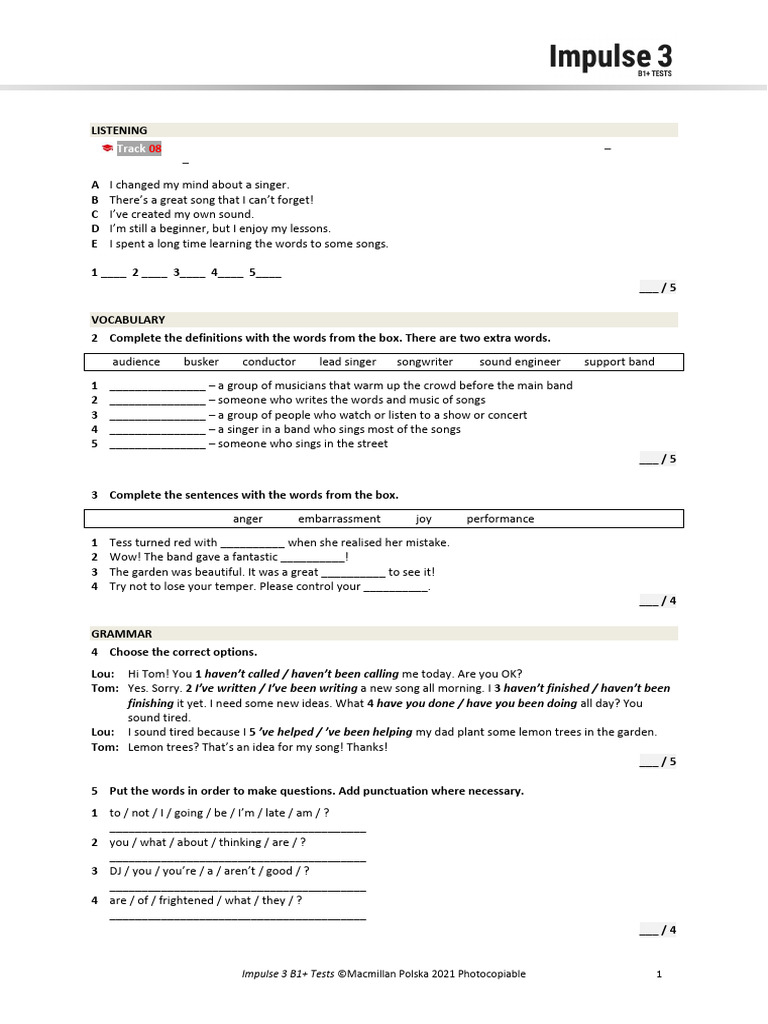 Unit 2 Test Standard B | PDF | Piano