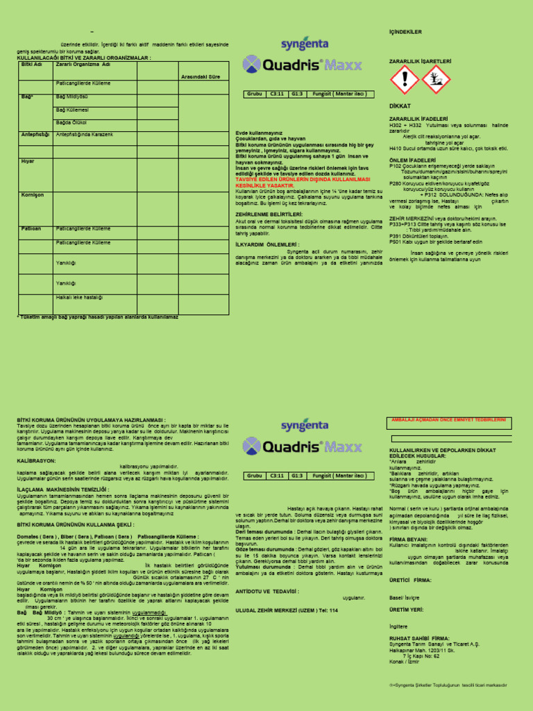 Quadris Maxx Etiket | PDF