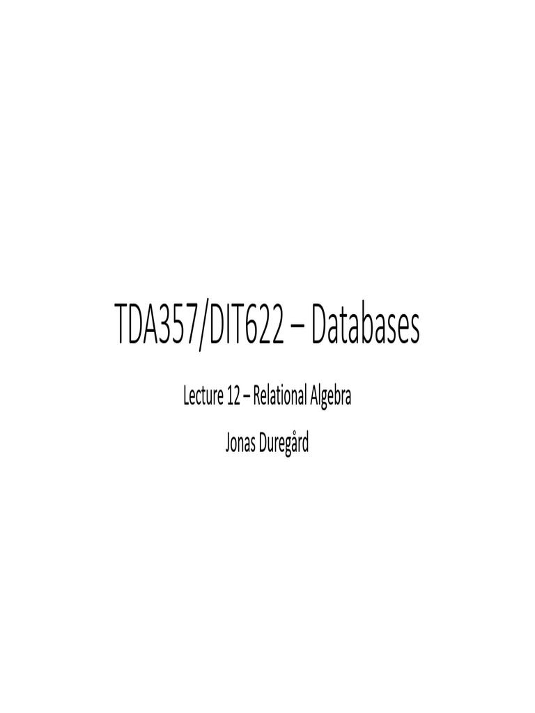 Relational Algebra Basics and Operations | PDF | Relational Model ...