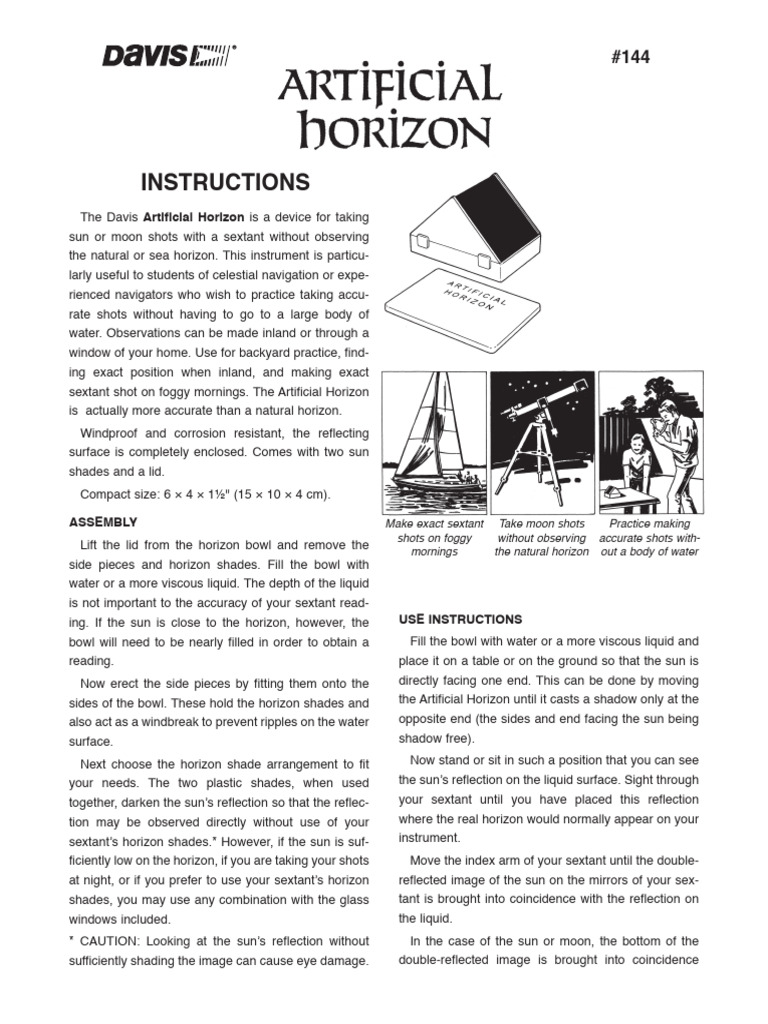 Davis Artificial Horizon Instructions | PDF | Navigation