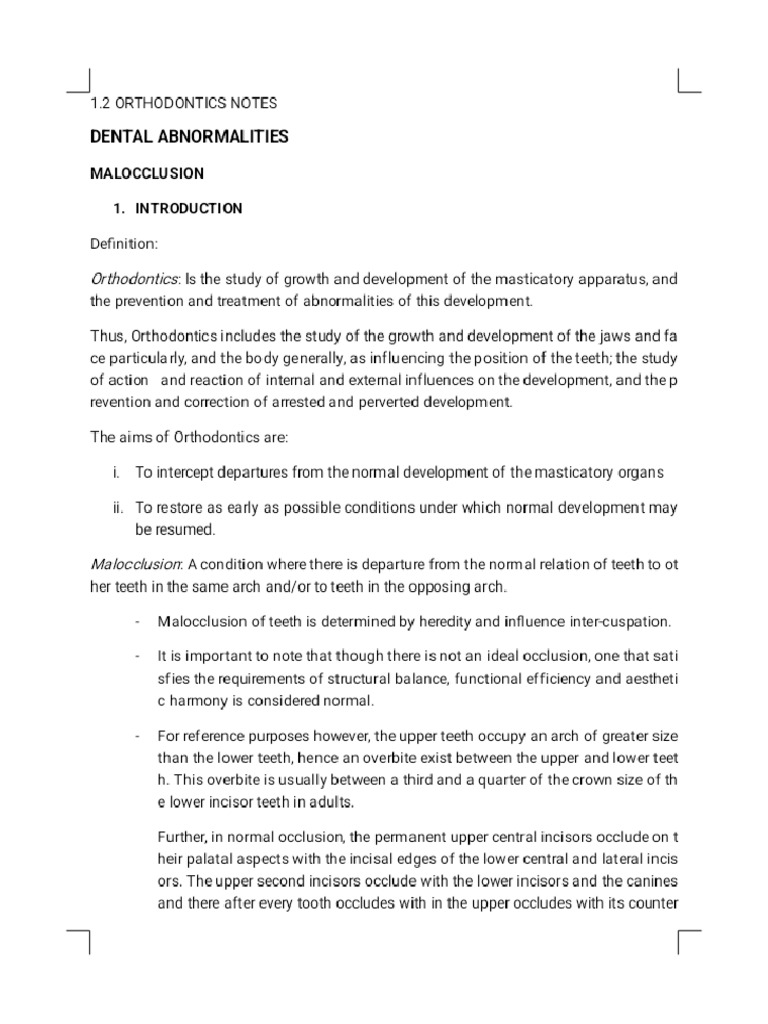 1.2 ORTHODONTICS NOTES - Phoenix | PDF