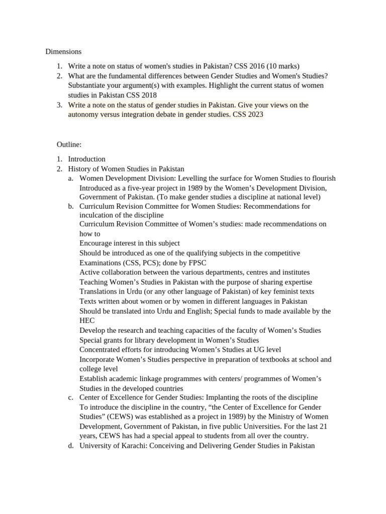 Status of Gender Studies in Pakistan | PDF | Gender Studies | Feminism