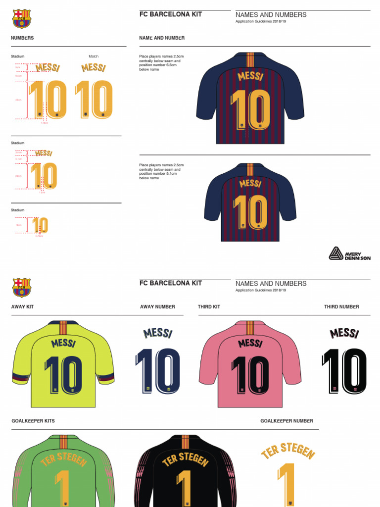 FC Barcelona Kit Names & Numbers Guide | PDF