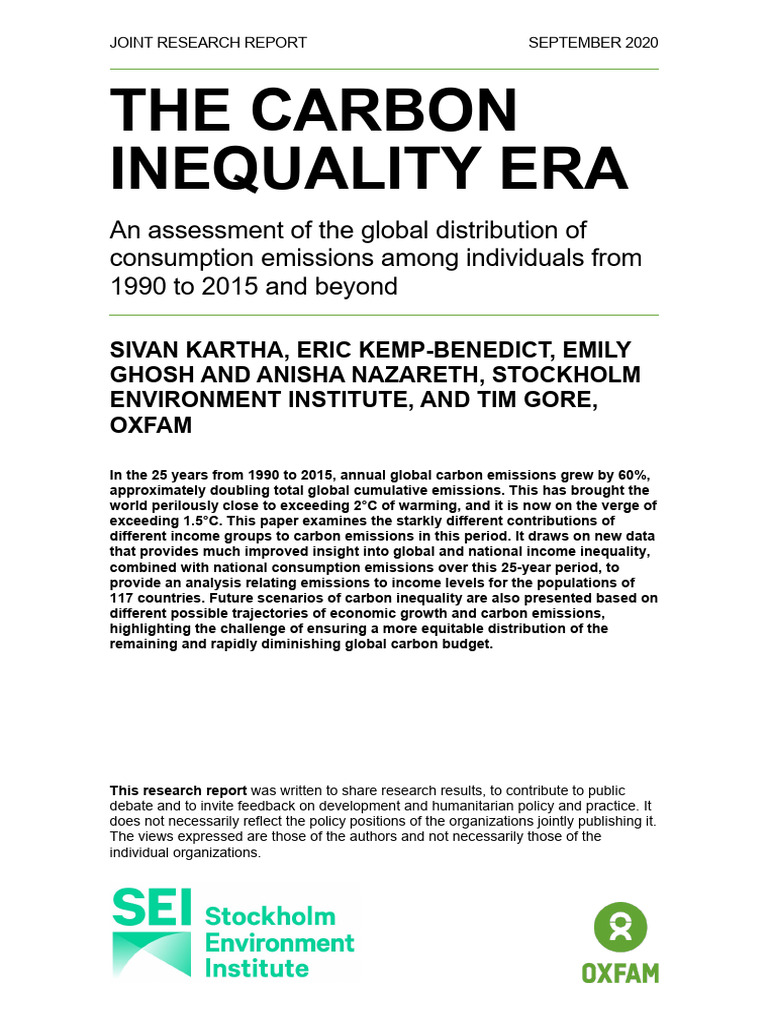 Research Report Carbon Inequality Era | PDF | Economic Inequality ...