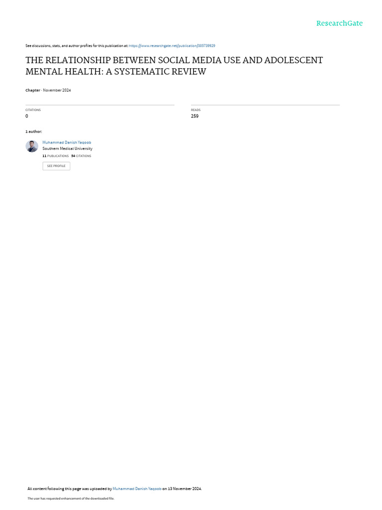 The Relationship Between Social Media Use and Adolescent Mental Health ...
