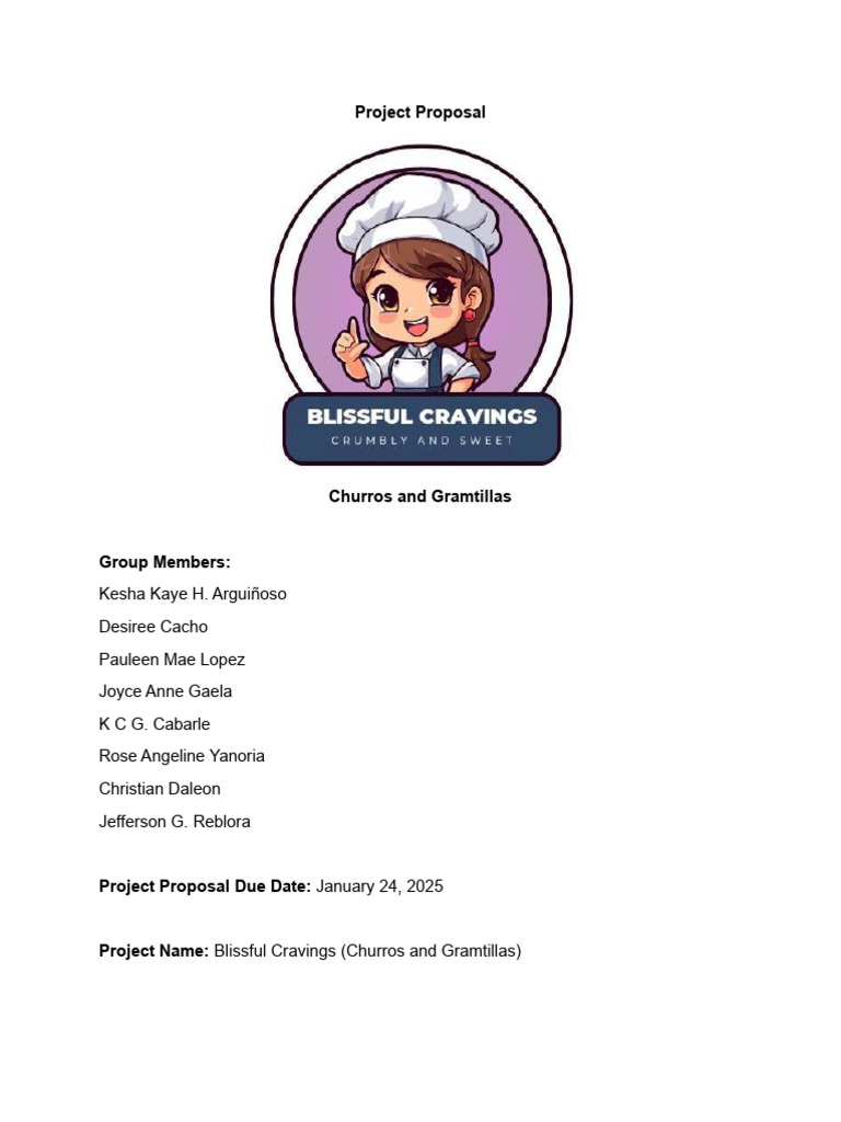 Project Proposal For Blissful Cravings | PDF | Foods | Cuisine