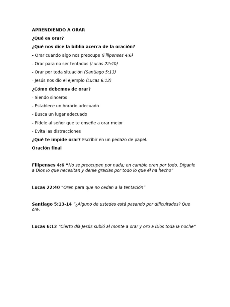 Aprendiendo a Orar | PDF