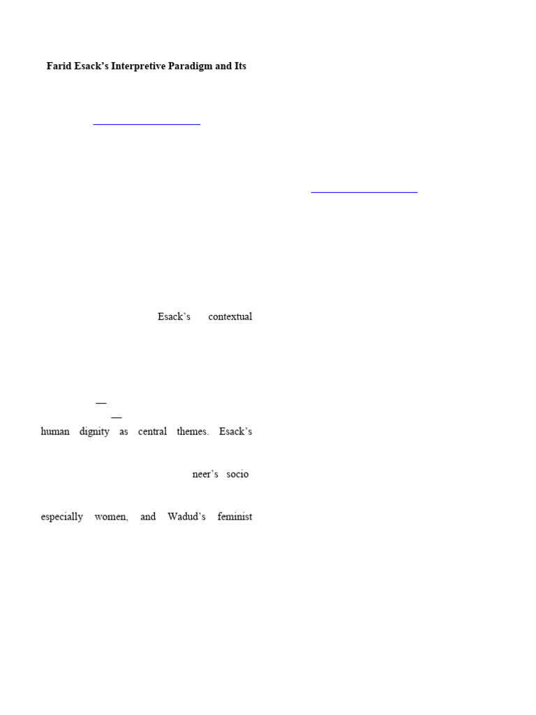 The Qur'anic Hermeneutics of Liberation Farid Esack's Interpretive ...