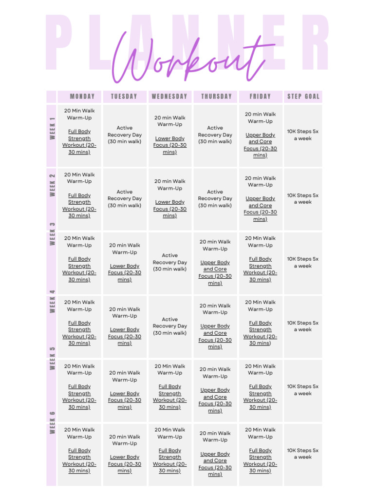 6-Week Full Body Workout Plan | PDF | Weight Training | Musculoskeletal ...