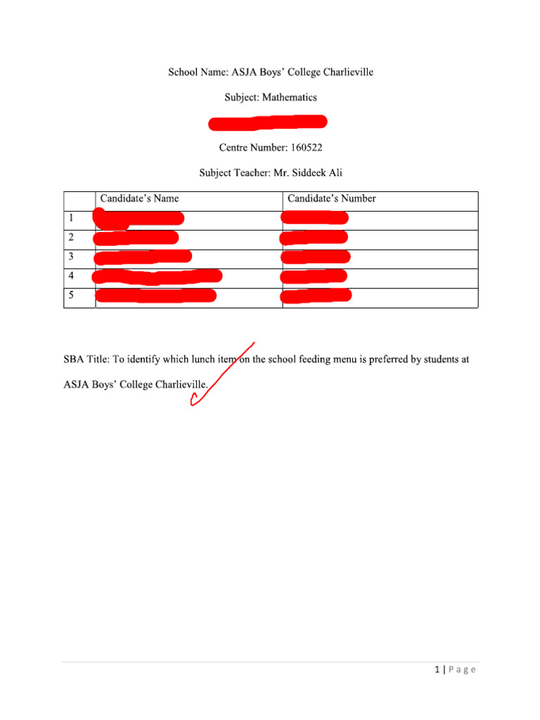 Excellent Maths SBA - Sample (4) | PDF
