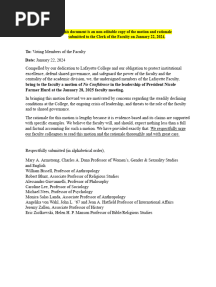 Motion of No Confidence in Lafayette College President Nicole Farmer Hurd 1-22-2025