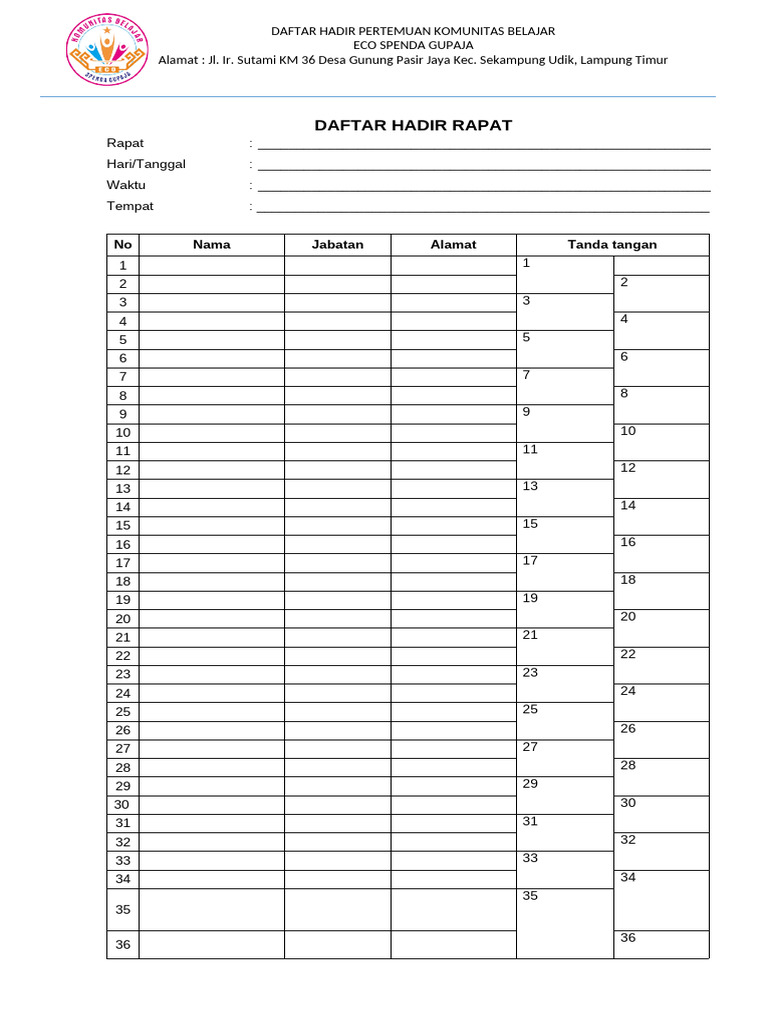 Daftar Hadir Dan Kombel | PDF