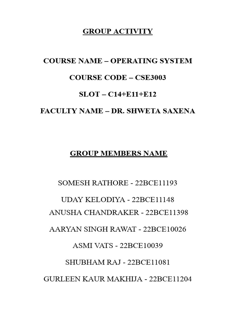 GROUP ACTIVITY | PDF | Kernel (Operating System) | Operating System