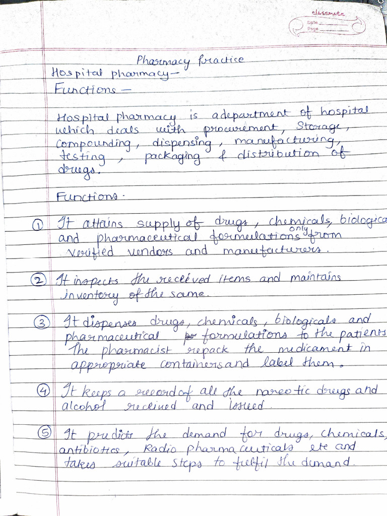 Hospital Pharmacy unit 1 | PDF | Health Care | Medicine