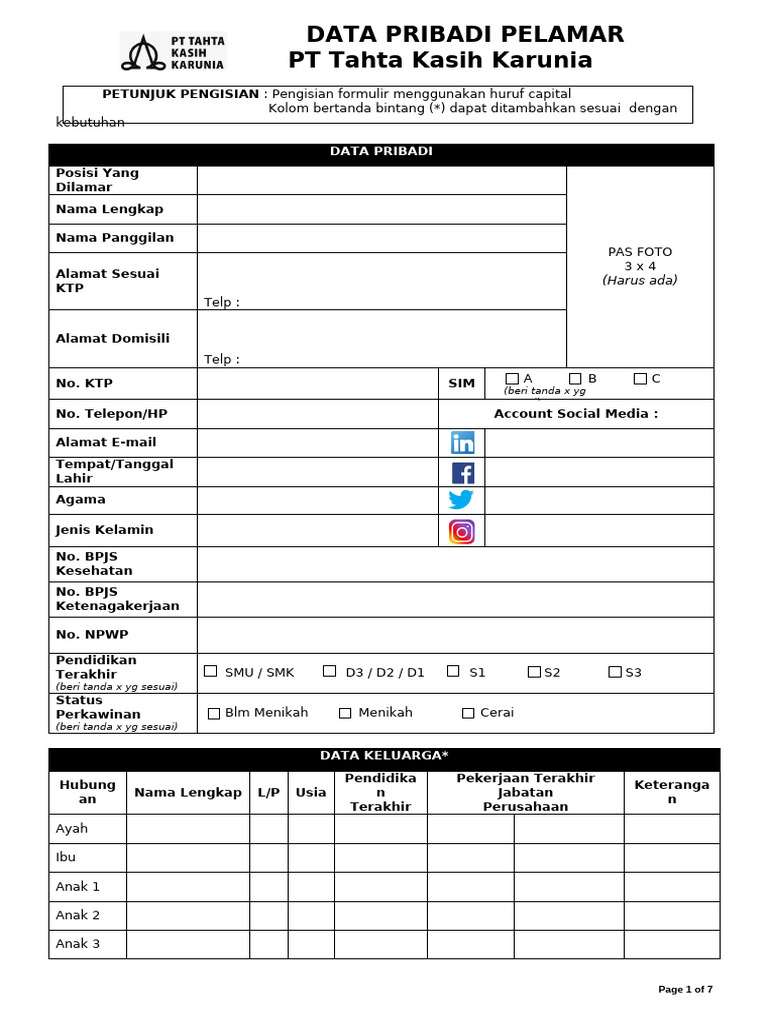 1 form data pribadi pelamar 2024 tkk pdf