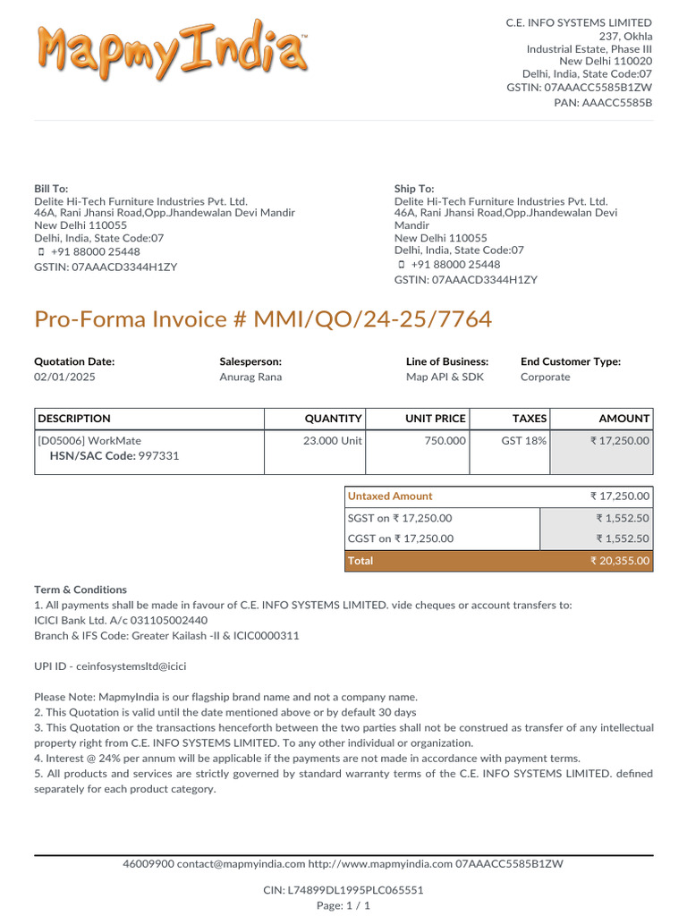 Pro-Forma Invoice for Map API Services | PDF | Government Finances ...