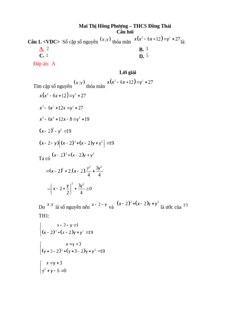 AN - DUONG - Câu 1 06 | PDF