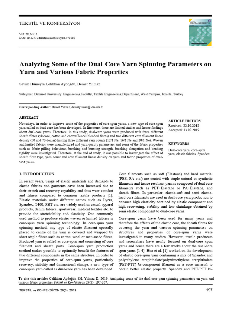 Dual-Core Yarn Spinning Effects | PDF | Yarn | Textiles