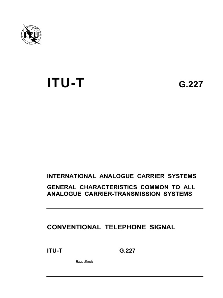 T Rec G.227 198811 I!!pdf e | PDF | Itu T | Electrical Engineering