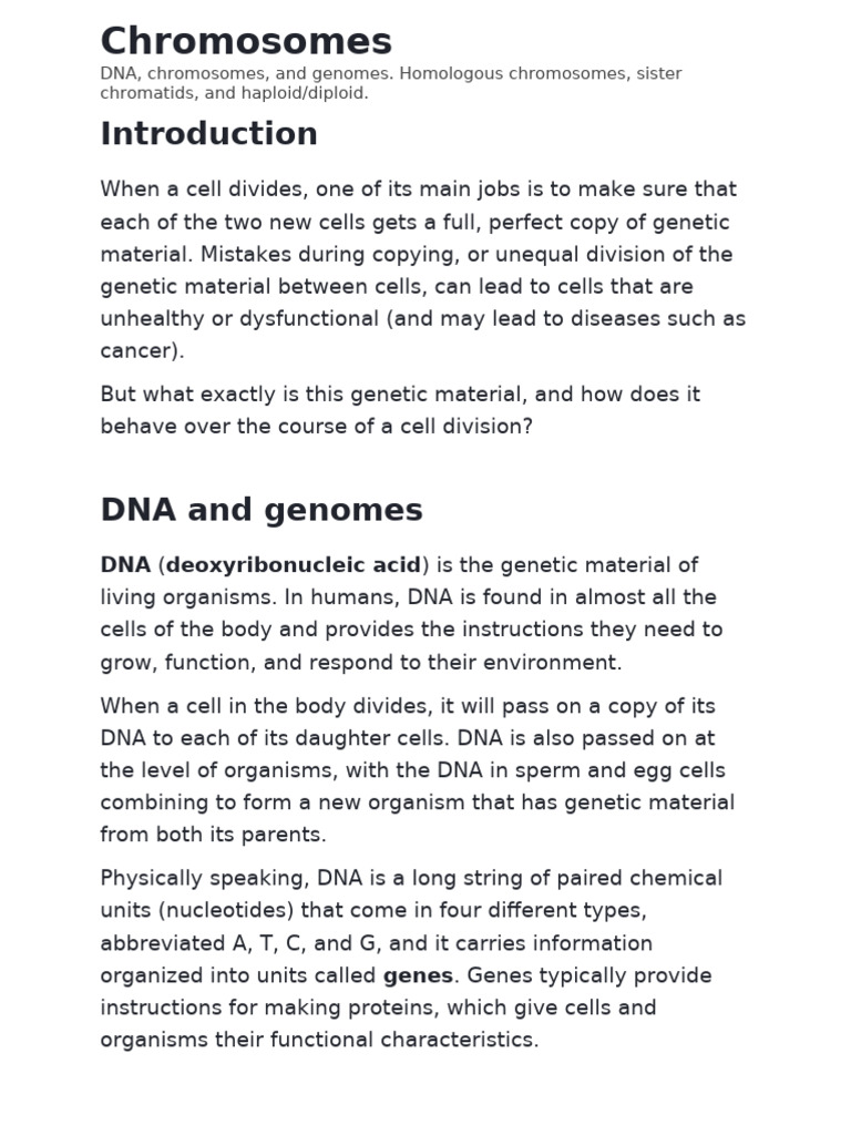 Chromosomes | PDF | Chromosome | Dna