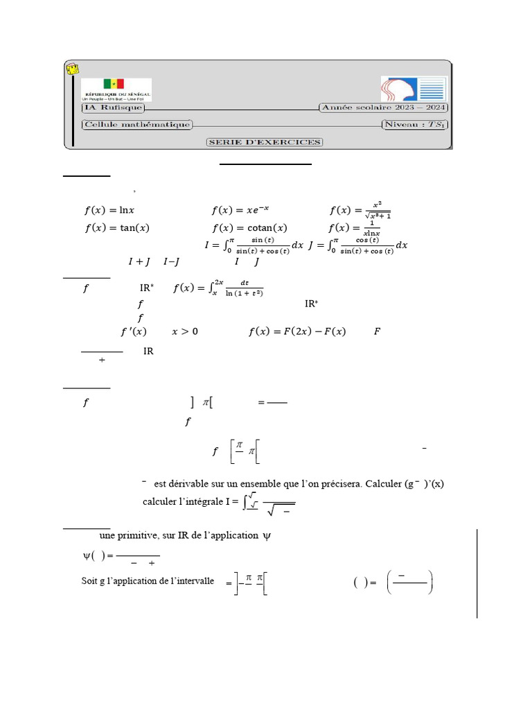 Primitives et intégrales en calcul intégral | PDF | Limite ...