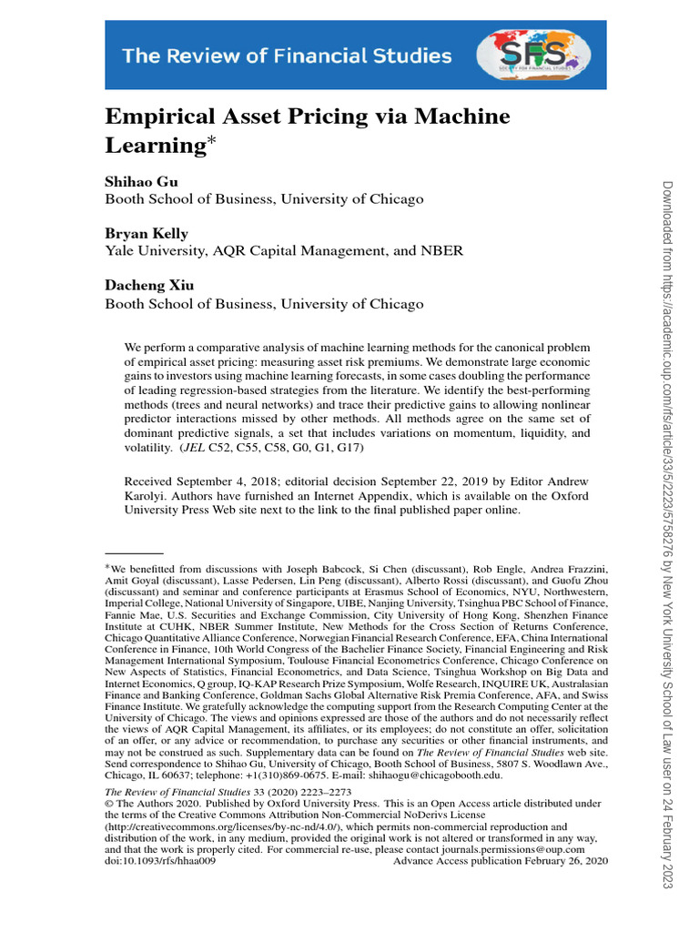 Machine Learning in Asset Pricing Analysis | PDF | Regression Analysis ...