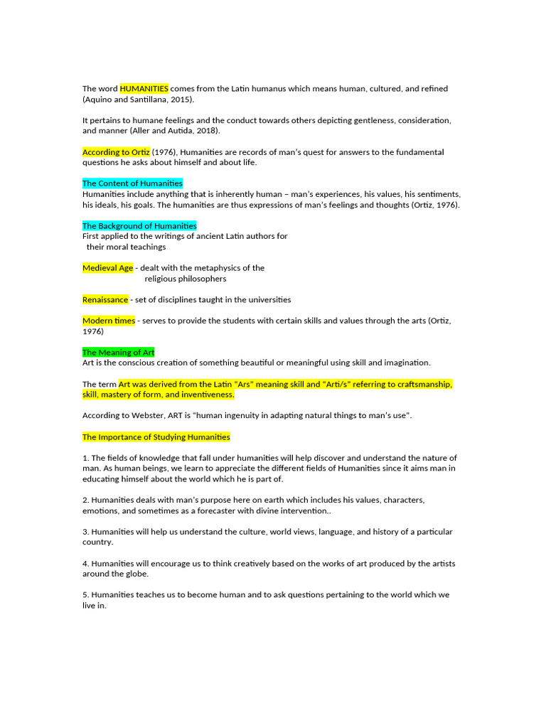 Chapter 1 Humanities and The Meaning of Art | PDF | Beauty | Humanities