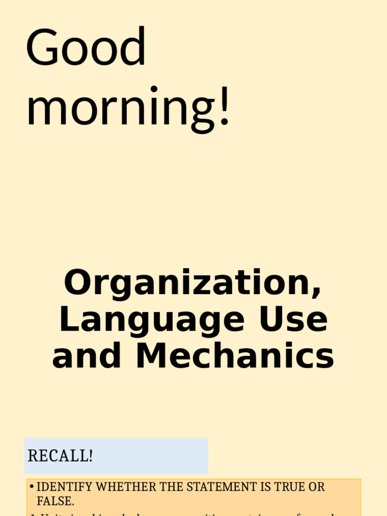 Organization, Language Use and Mechanics | PDF | Linguistics | Grammar