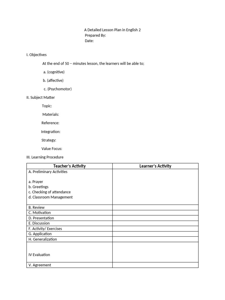 Lesson-Plan-Format 2 | PDF