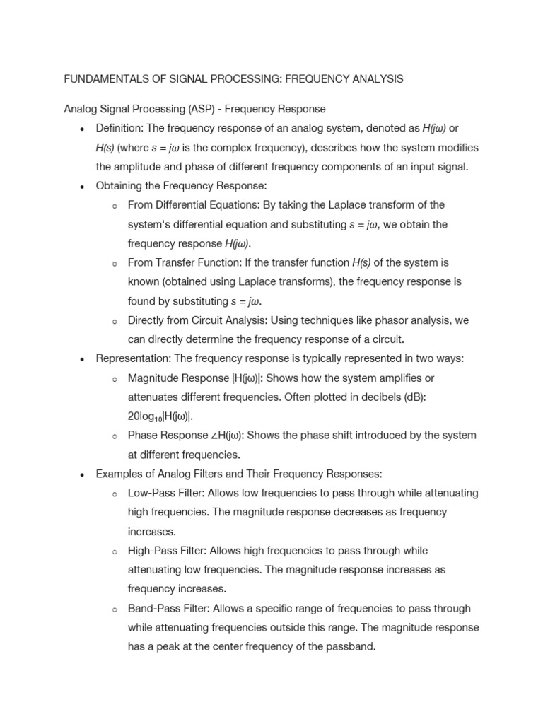 Frequency Response in Signal Processing | PDF | Filter (Signal ...