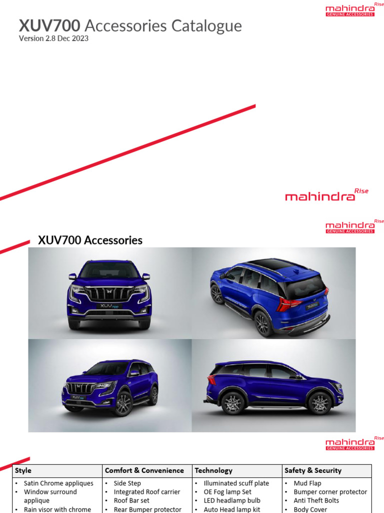 XUV700 Illuminated Scuff Protector | PDF | Headlamp | Manual Transmission