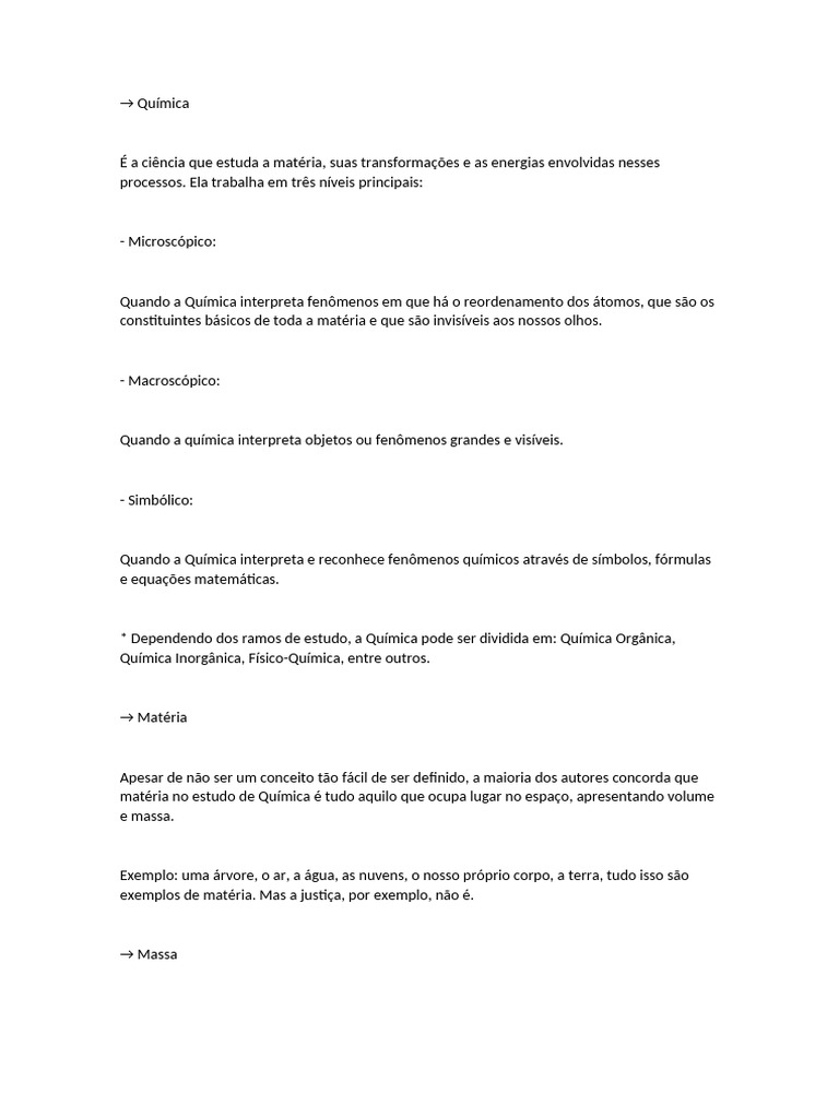 Fundamentos da Química e Matéria | PDF | Matéria | Química