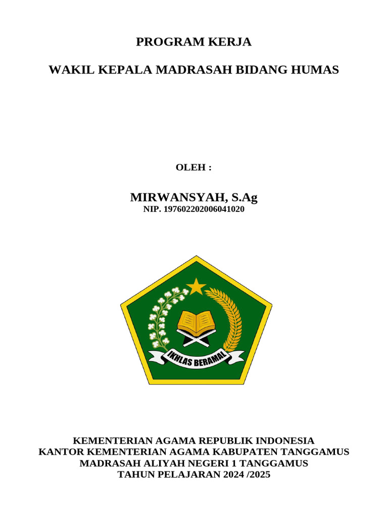 Program Kerja Waka Humas MAN 1 Tanggamus | PDF