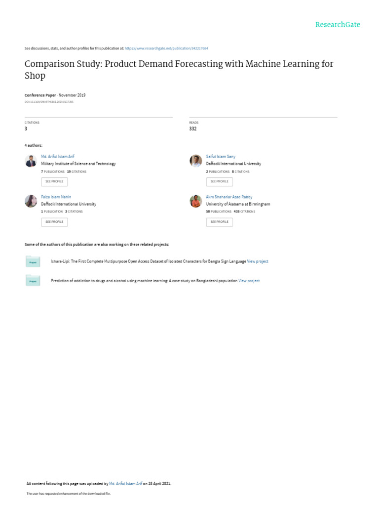 Comparison Study: Product Demand Forecasting With Machine Learning For ...