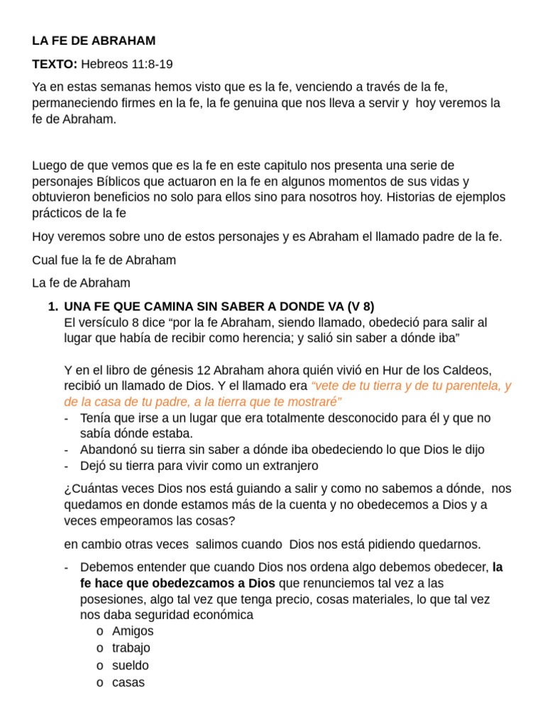 La Fe de Abraham: Ejemplo de Obediencia | PDF | Abrahán | Sarah