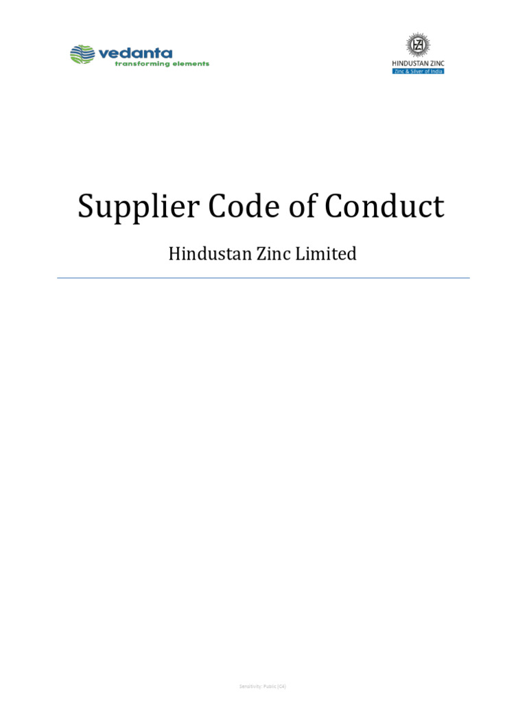 Hindustan Zinc Supplier Code of Conduct | PDF | Labour Law | Bribery